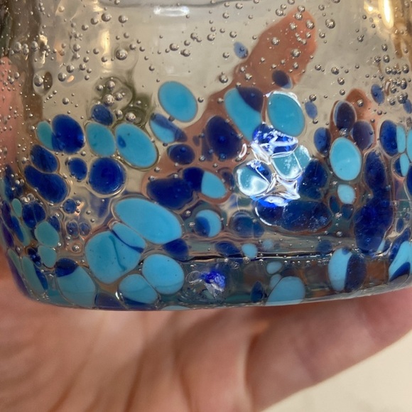 Gorgeous Art Glass Candle holder Blue White Hand Blown Decor Candles Home Accent - Picture 5 of 6